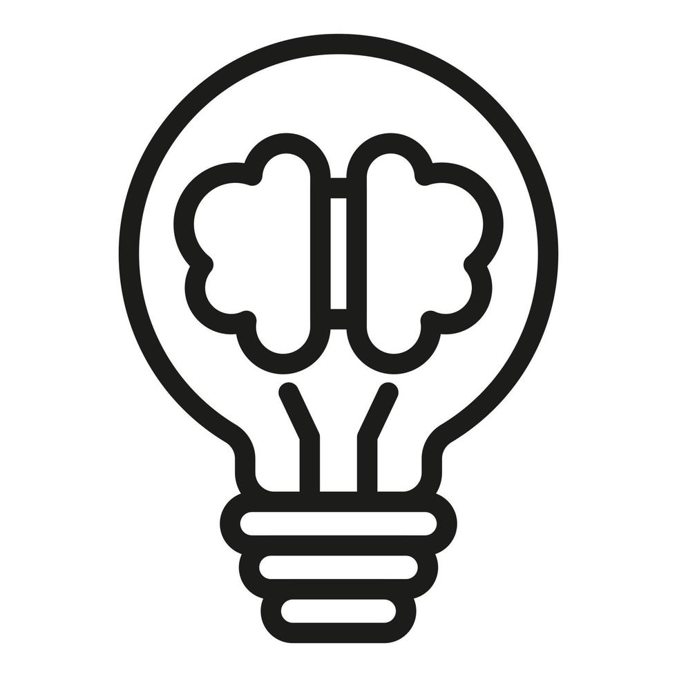 Brain bulb icon outline vector. Light mind vector