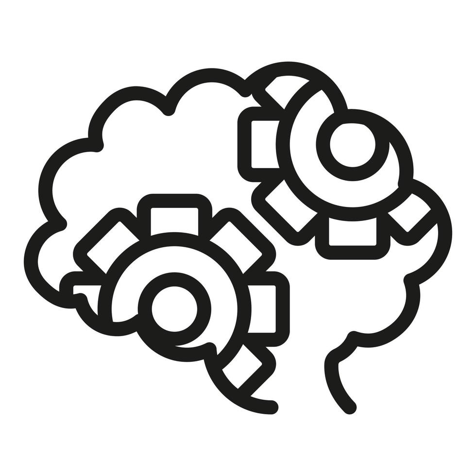 Gear brain icon outline vector. Head mind vector