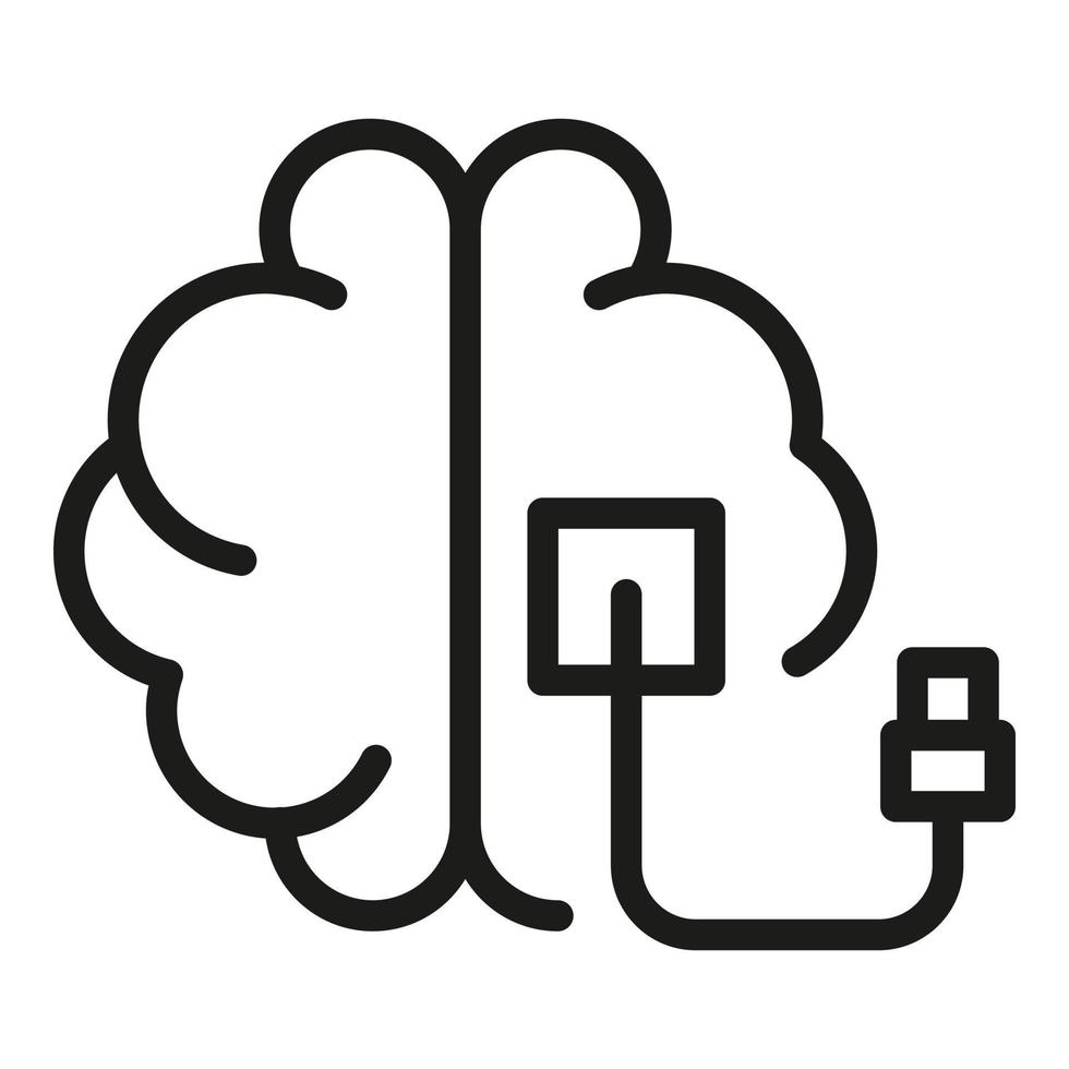 vector de contorno de icono usb de cerebro. idea de cable