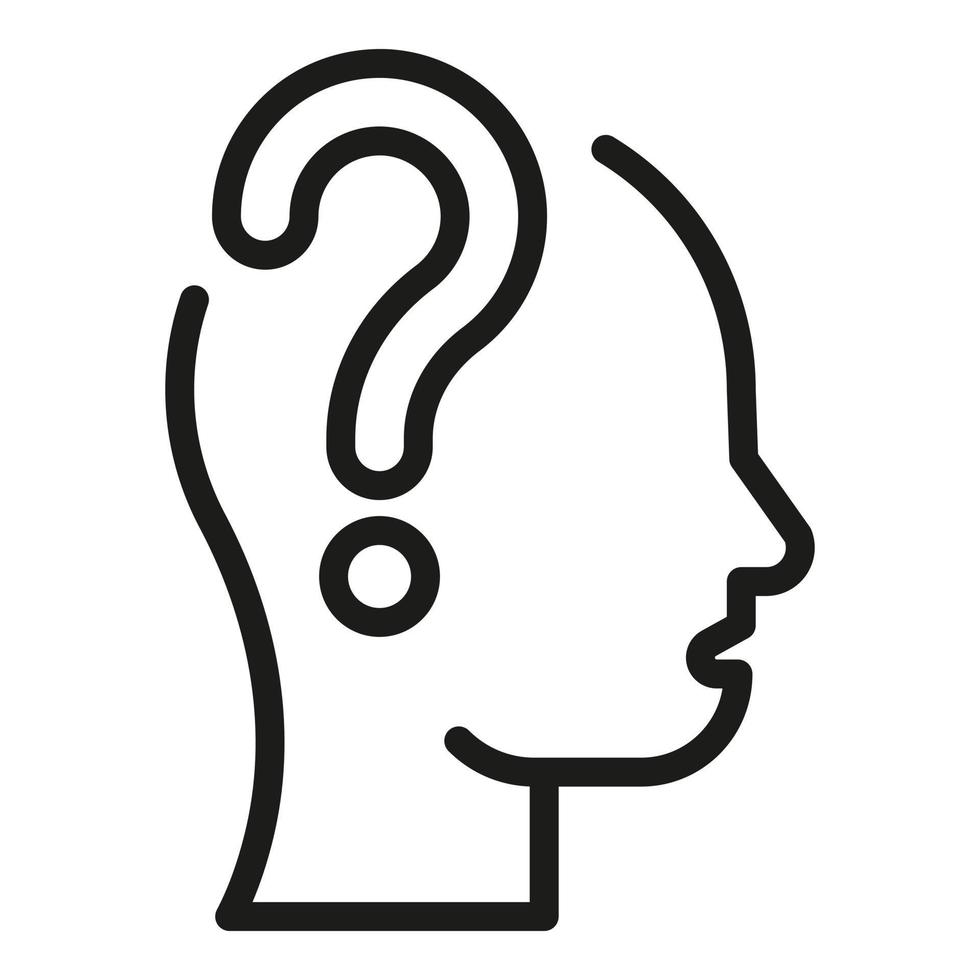 Head doubt icon outline vector. Question brain vector