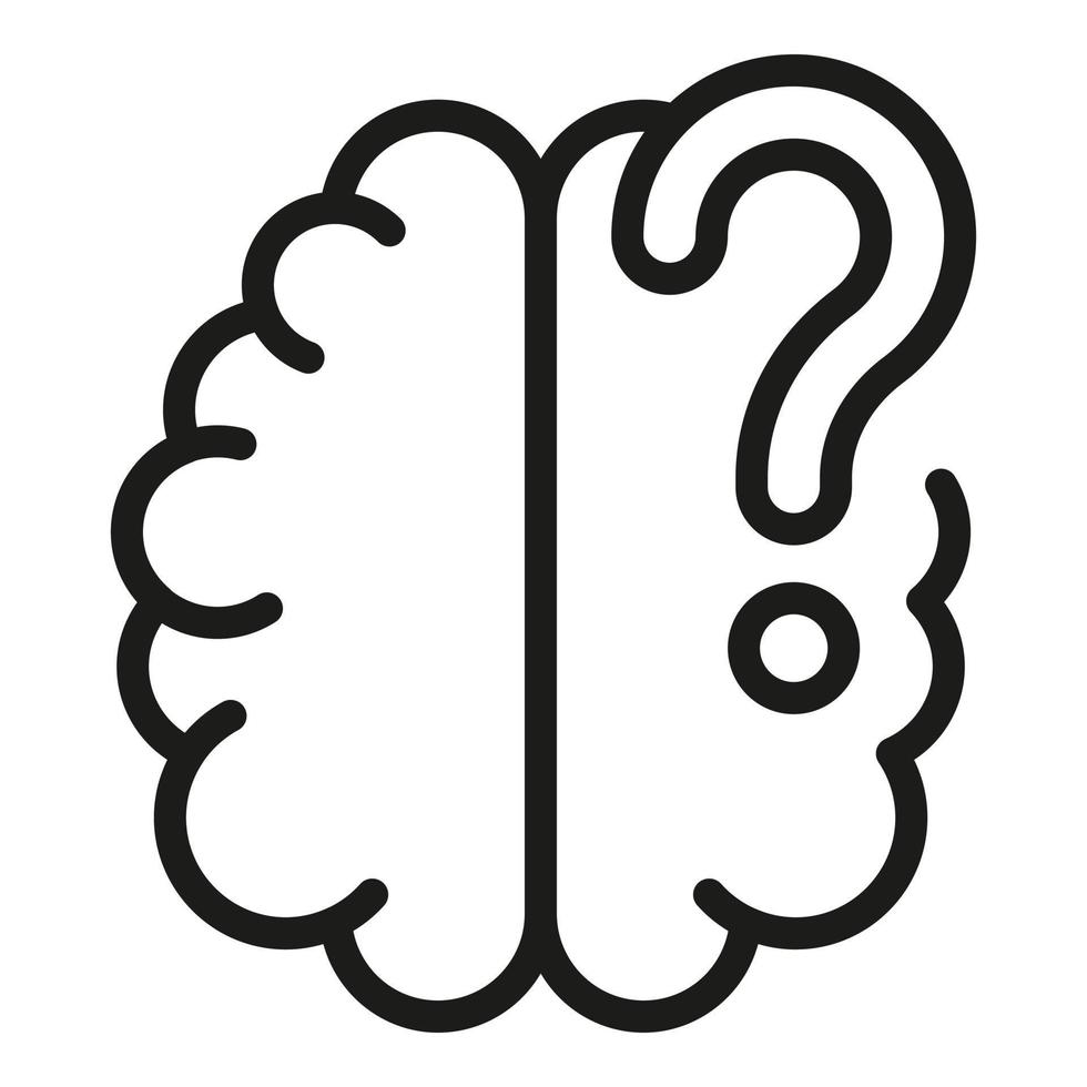 Brain question icon outline vector. Human mind vector