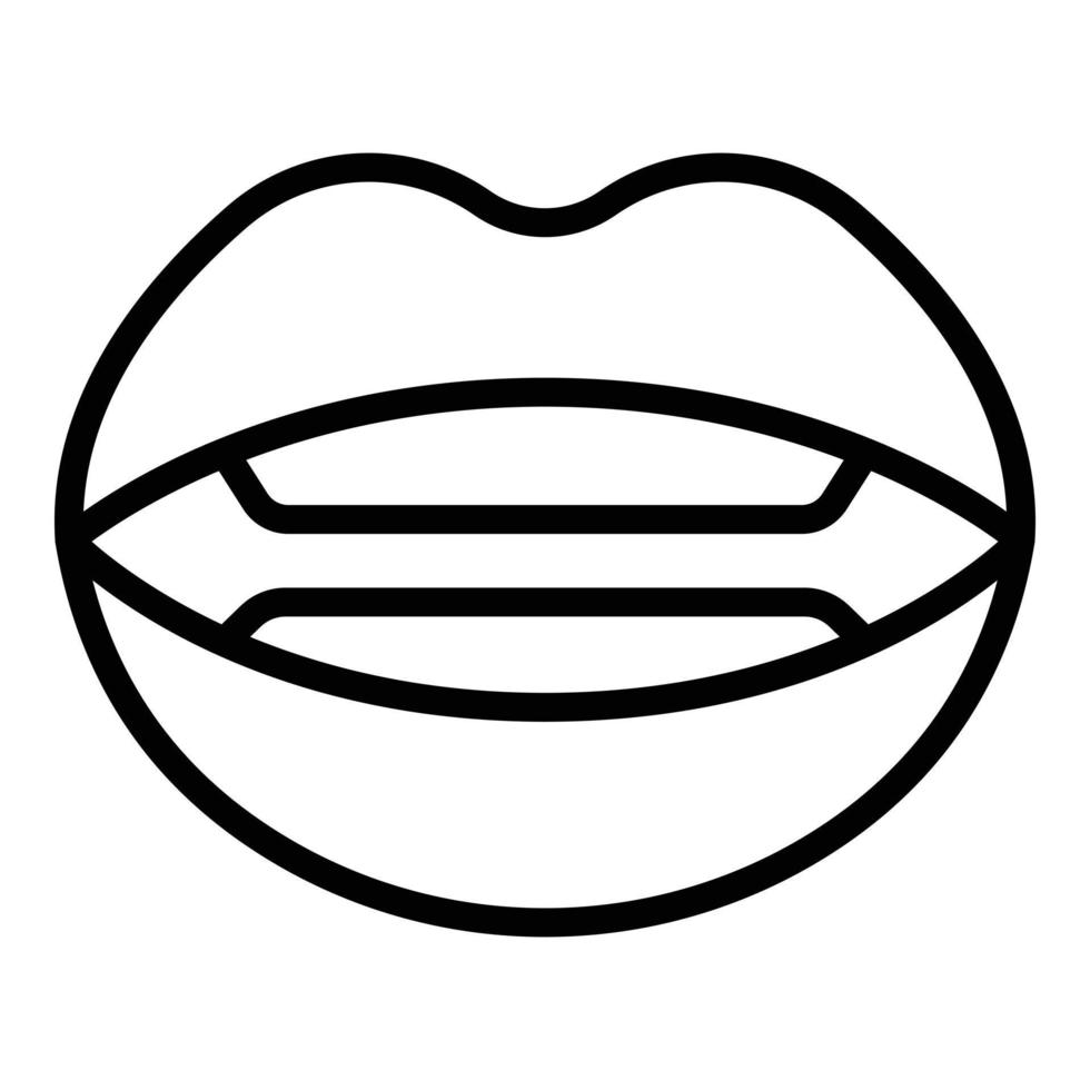 vector de contorno de icono de articulación de dientes. boca lengua