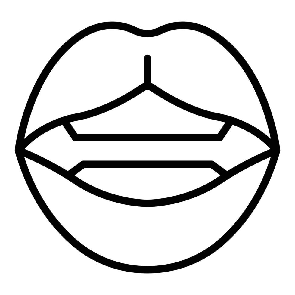 vector de contorno de icono de articulación de labios. boca lengua