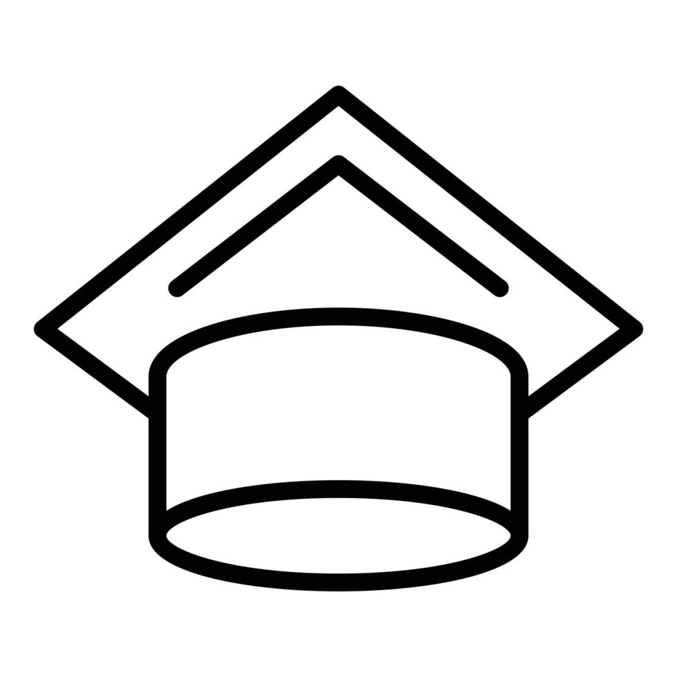 vector de contorno de icono de gorra educativa. sombrero académico