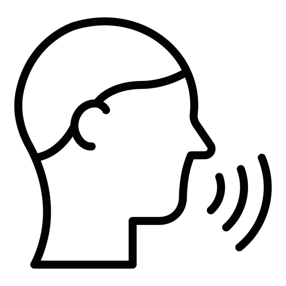 Speaking man icon outline vector. Face speech vector