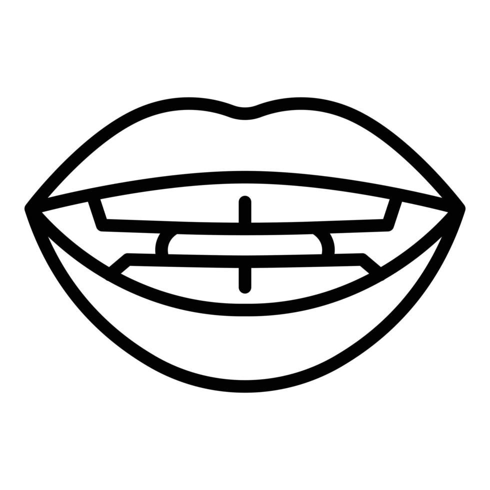 Speech sync icon outline vector. Mouth pronunciation vector