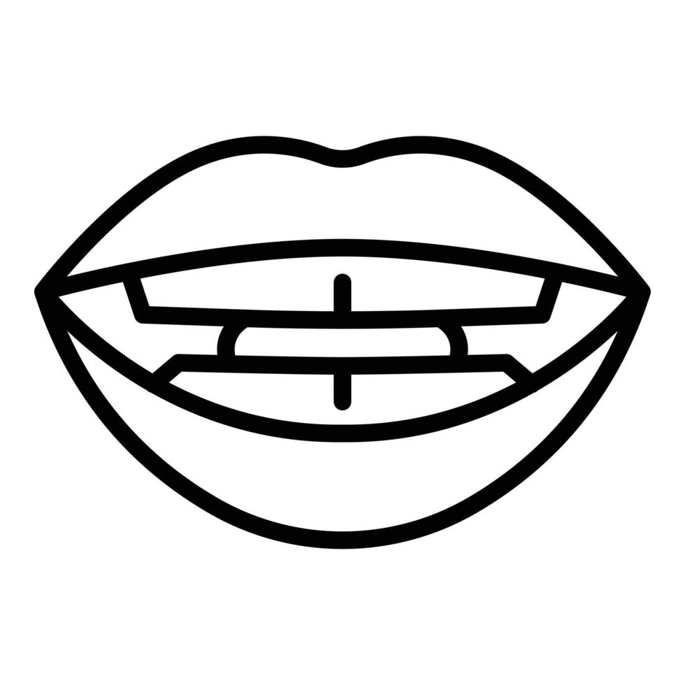 Speech sync icon outline vector. Mouth pronunciation vector