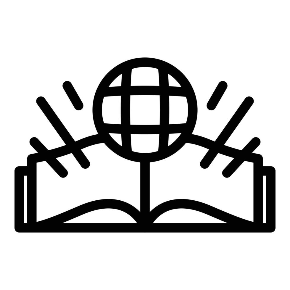 Book globe icon outline vector. World education vector