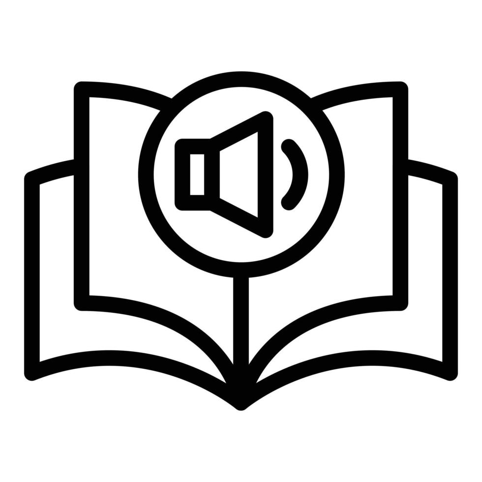 vector de contorno de icono de audiolibro de altavoz. escuchar libro