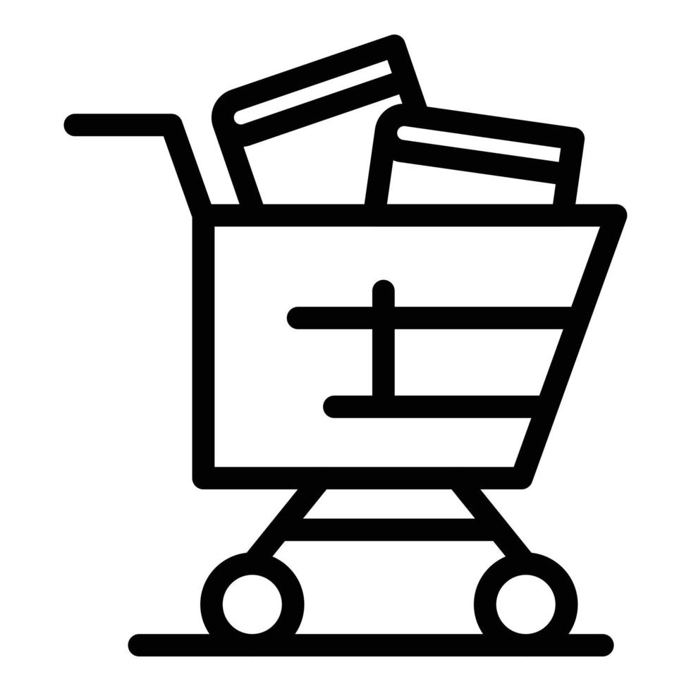 Book cart icon outline vector. Library shop vector