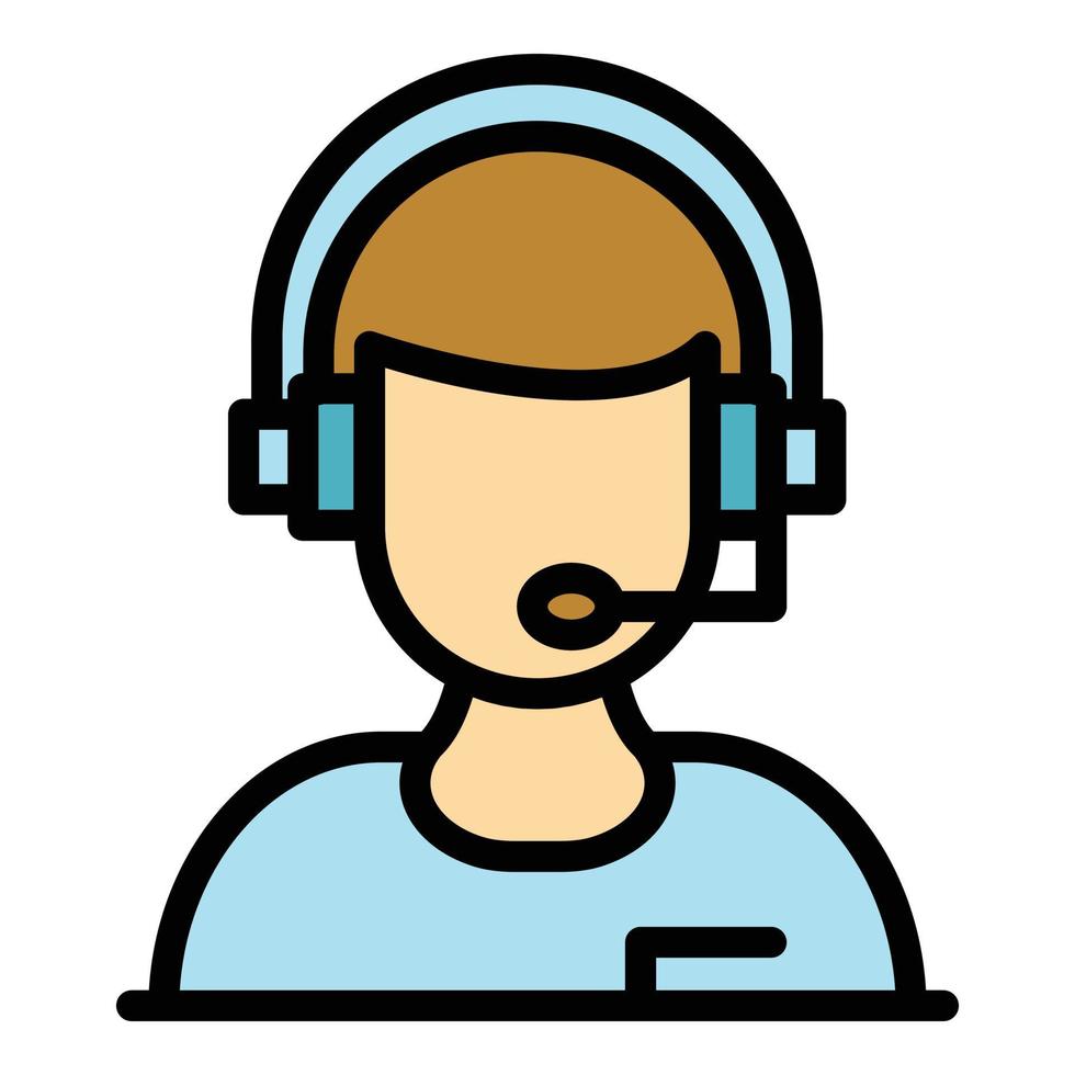 Woman headset icon color outline vector