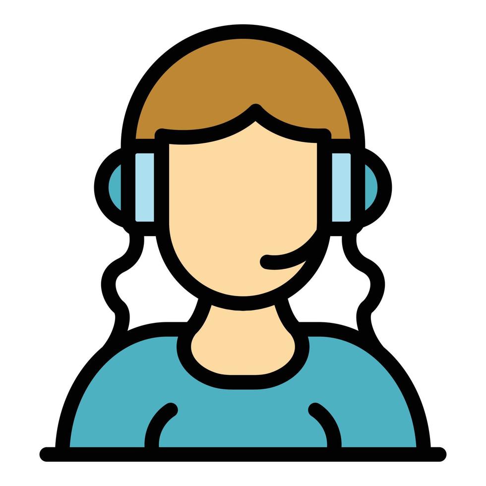 Call center headset icon color outline vector