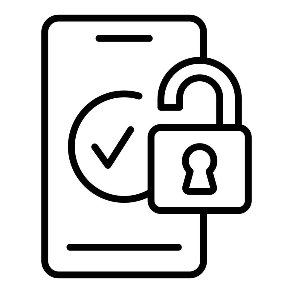 Unlocked mobile icon outline vector. Phone lock vector