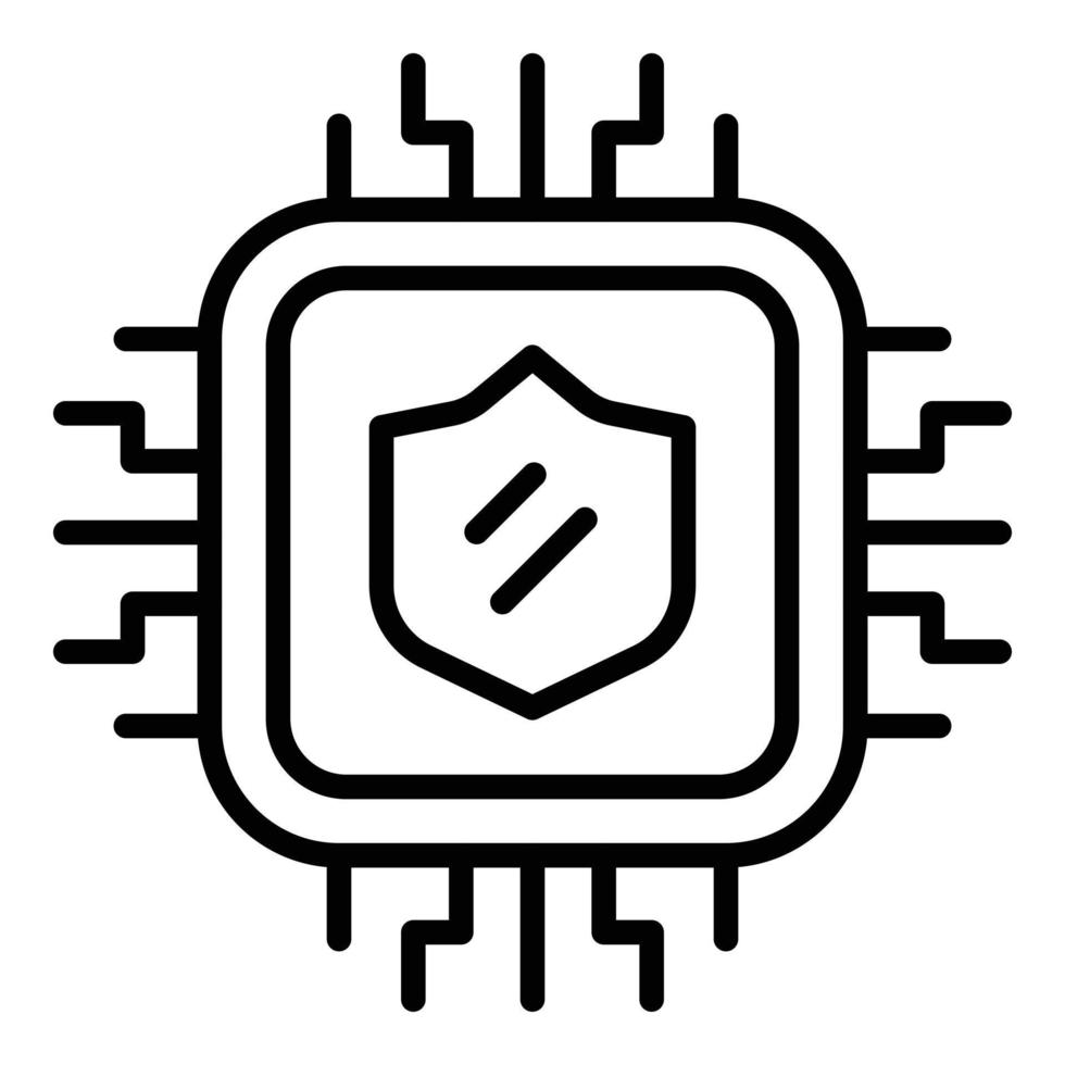 Digital shield icon outline vector. Protect cyber vector
