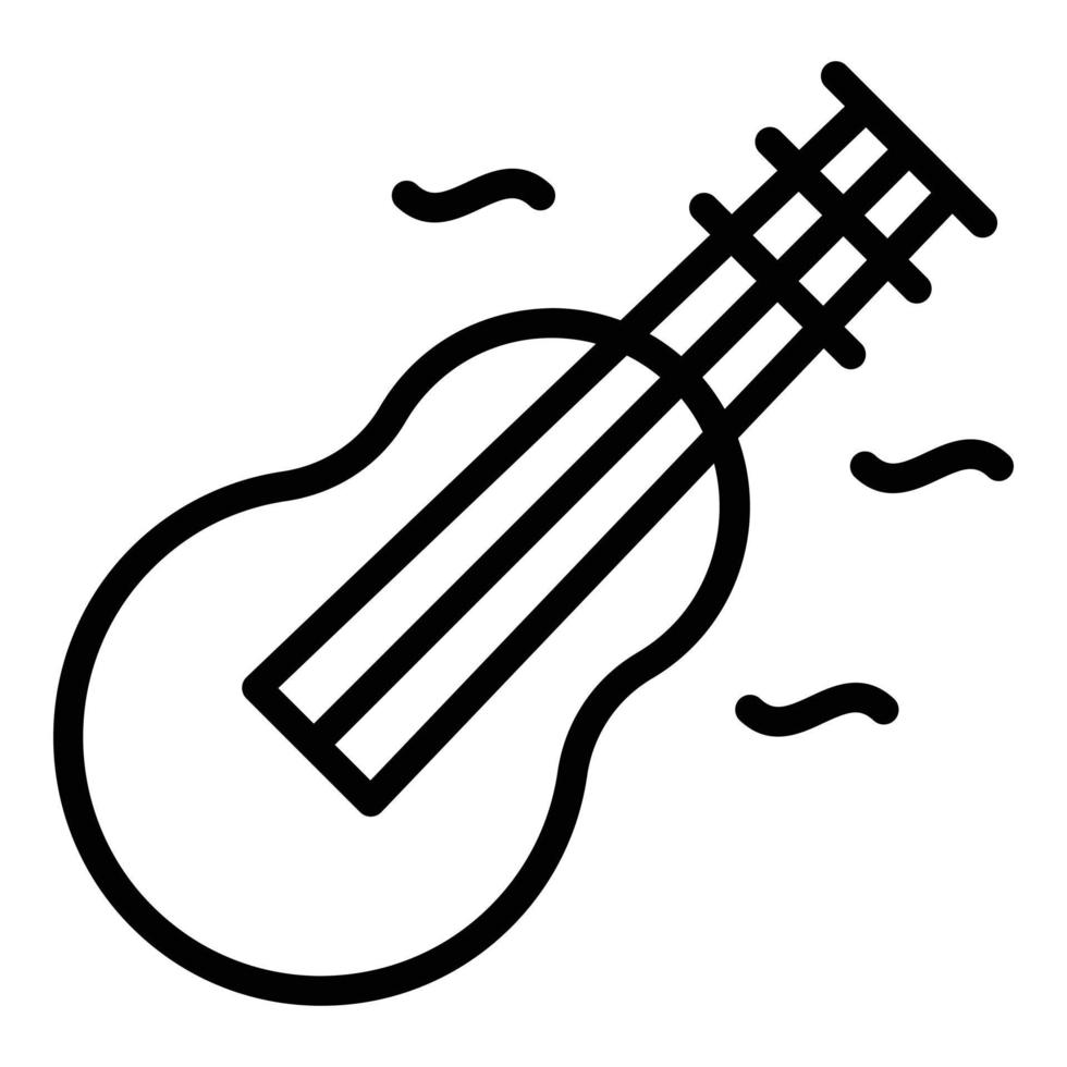 vector de contorno de icono de guitarra de playa. fiesta de verano