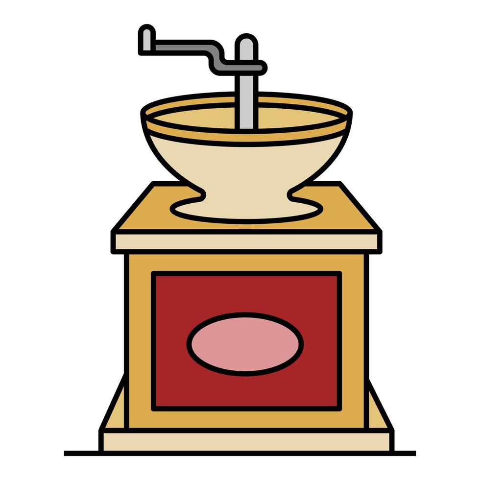 Manual coffee grinder icon color outline vector