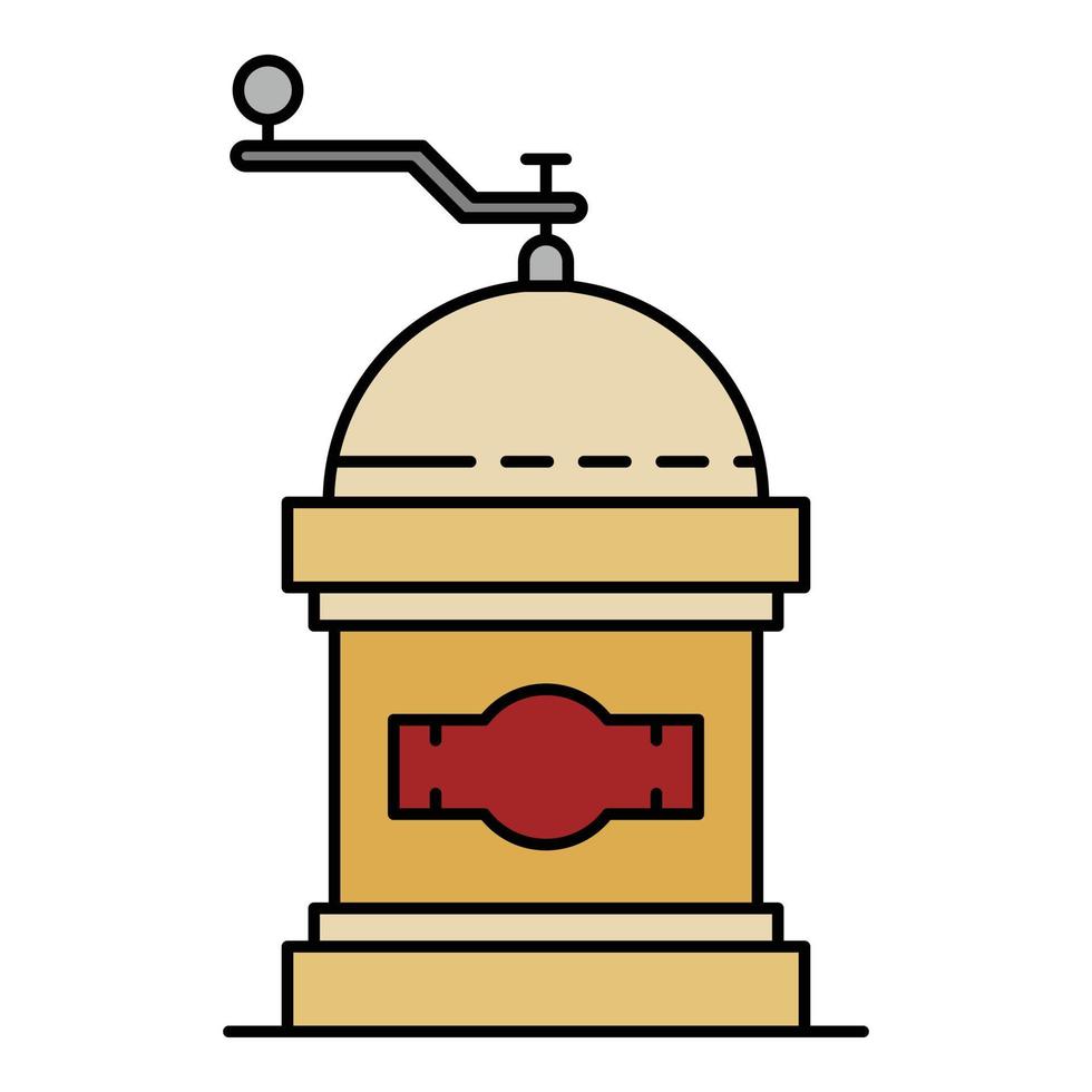 Hand coffee grinder icon color outline vector