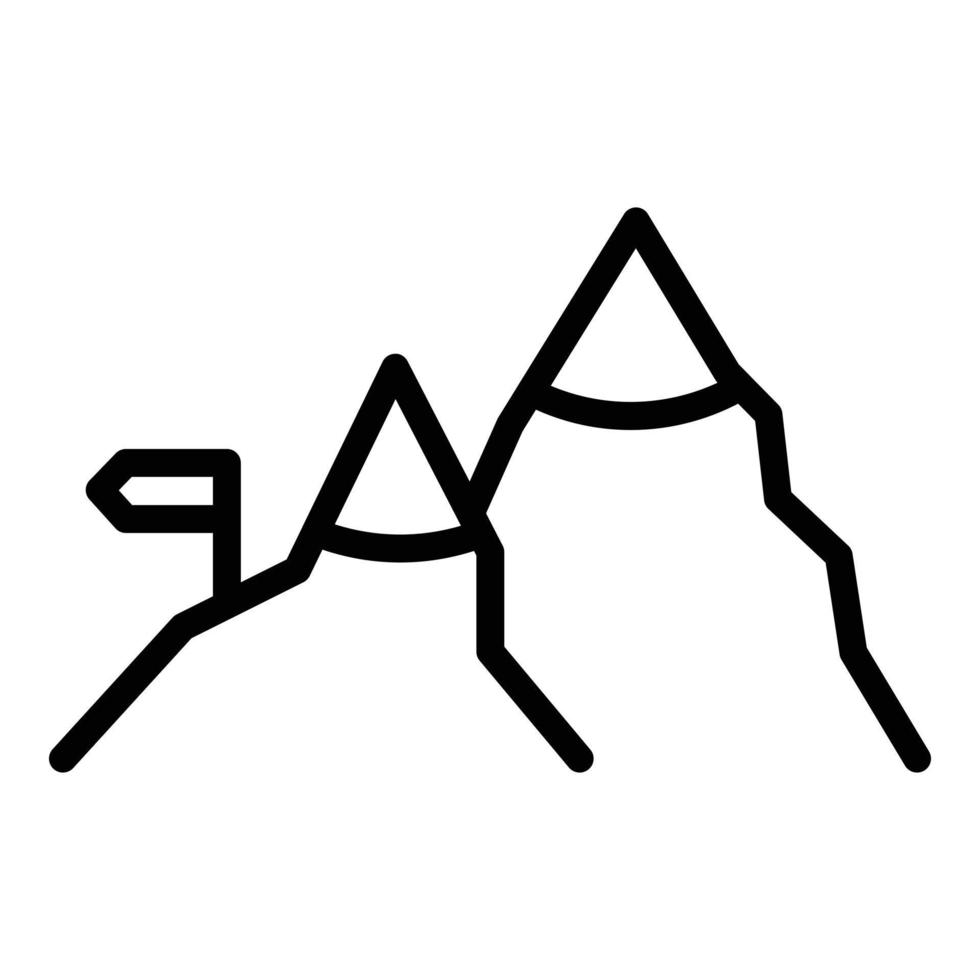 vector de contorno de icono de viaje de montaña. aventura de viaje