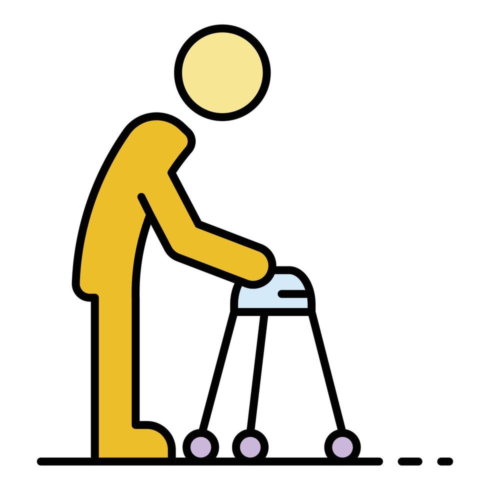 Invalid man walker icon color outline vector