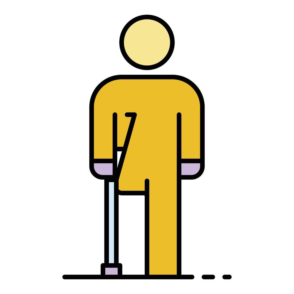 Man invalid amputated leg icon color outline vector
