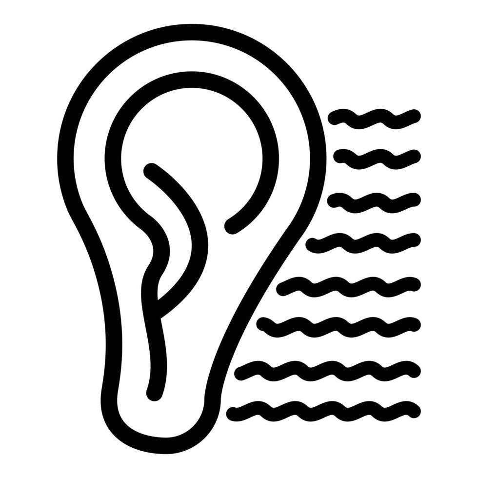 Sound ear icon, outline style vector