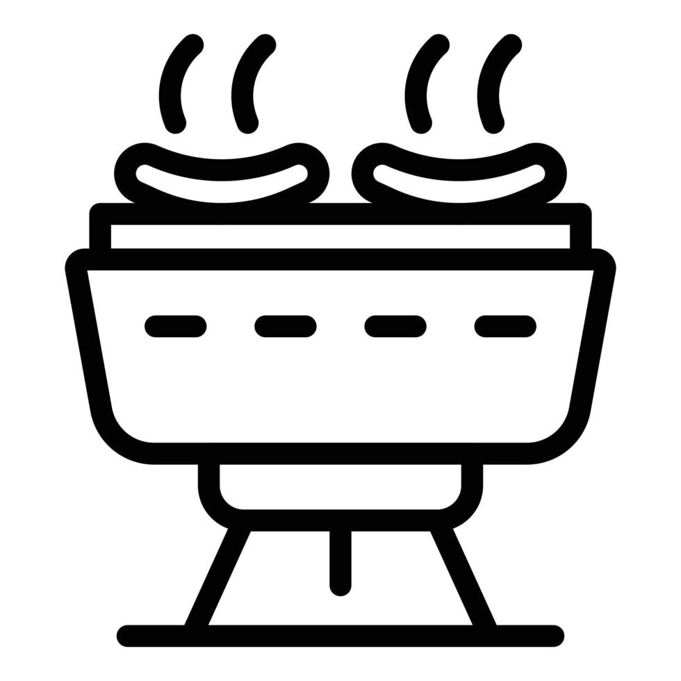 Sausages on grill icon, outline style vector