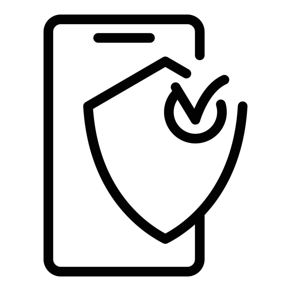 Protected phone icon, outline style vector