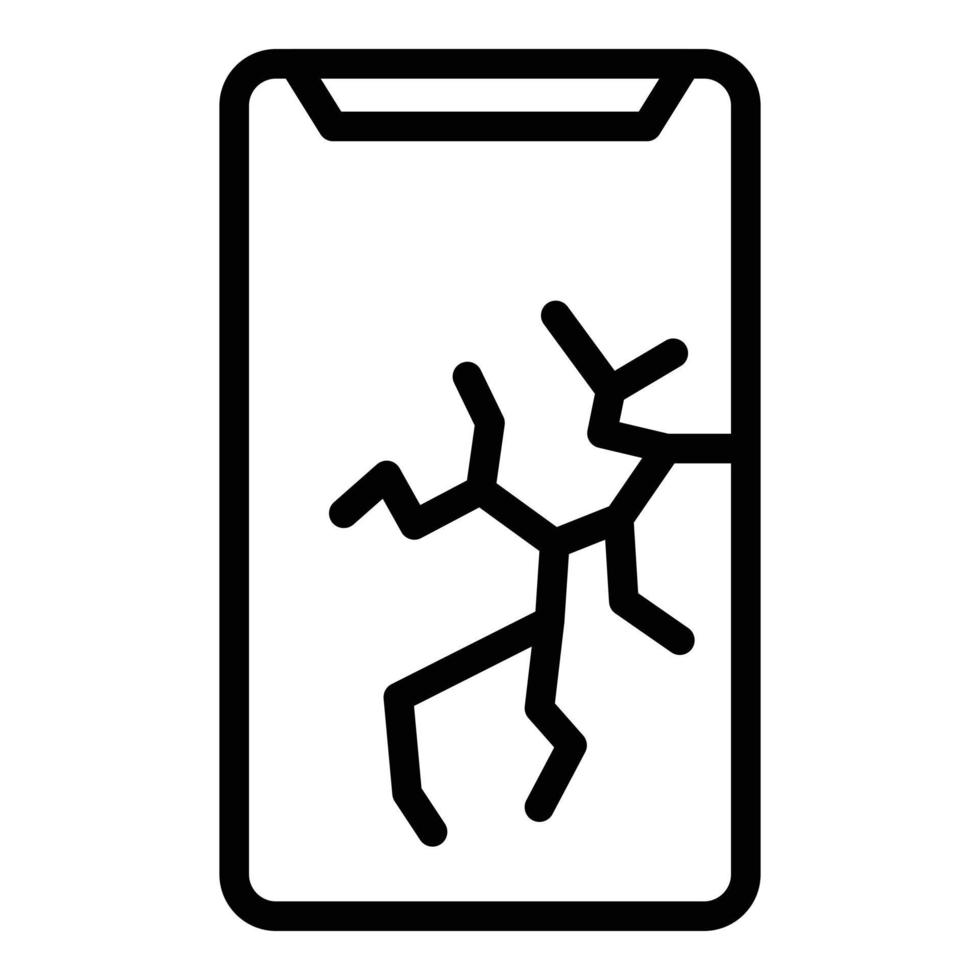 Broken screen icon, outline style vector