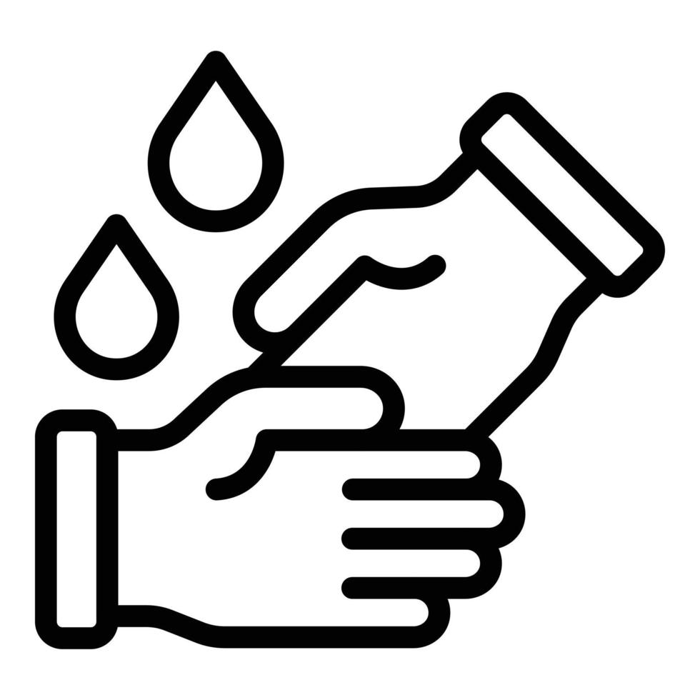 Drops hands icon, outline style vector