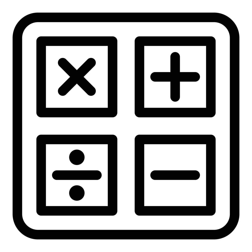 Student calculator icon, outline style vector