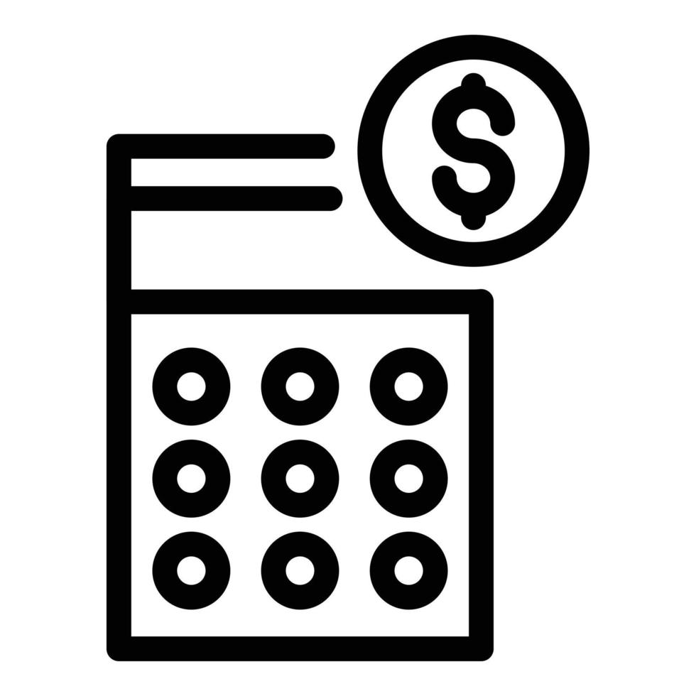 Financial calculator icon, outline style vector