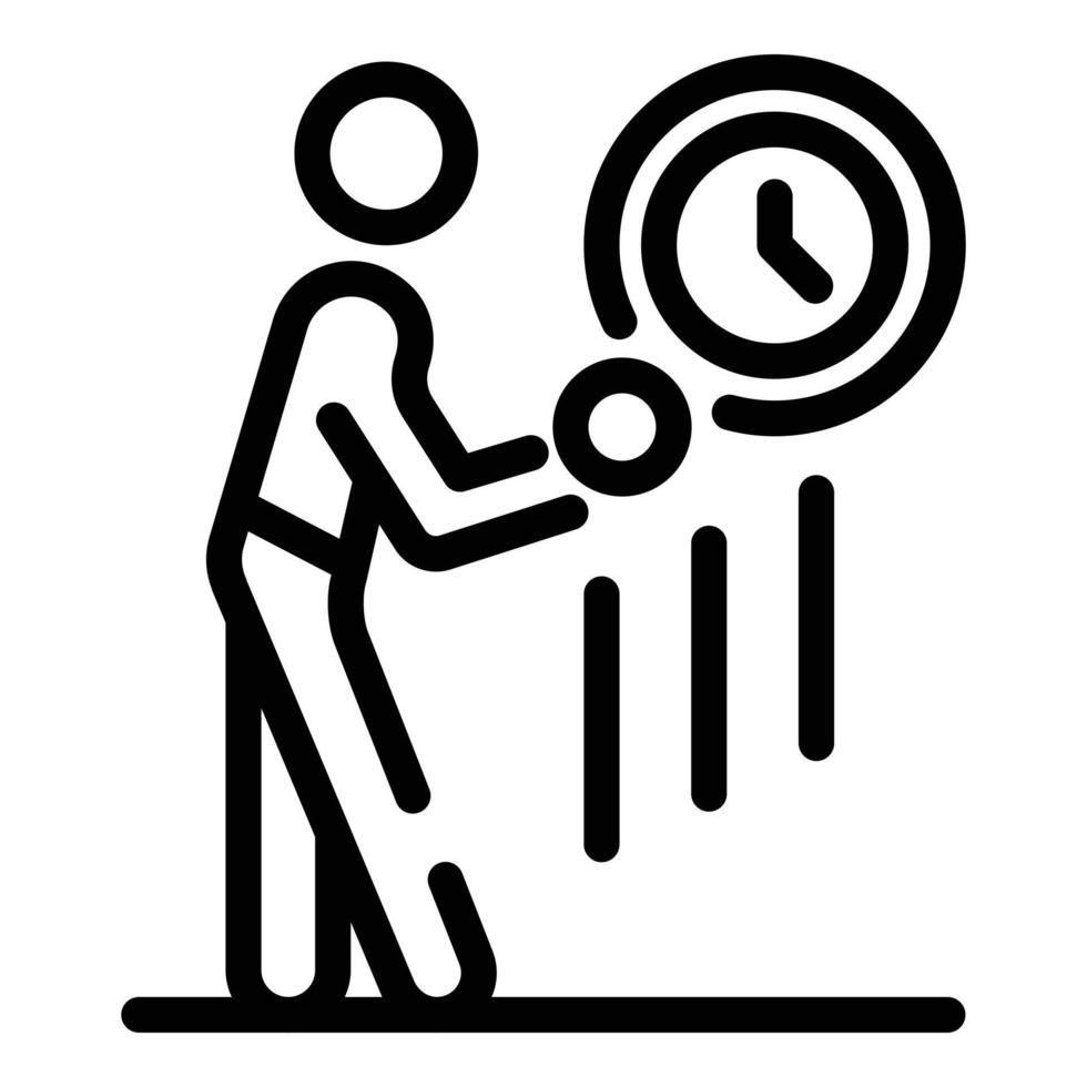 Gym man on time icon, outline style vector