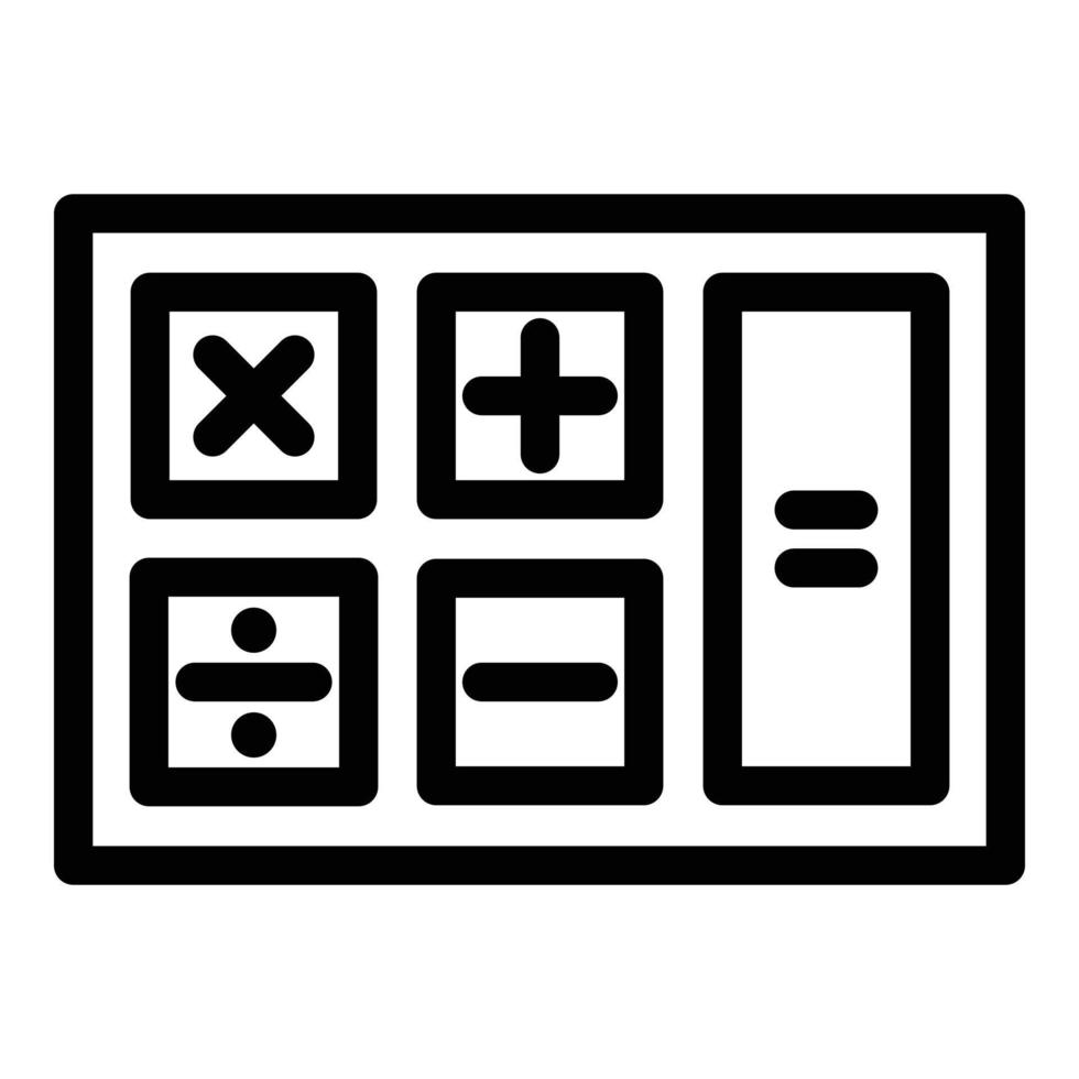 Math calculator icon, outline style vector