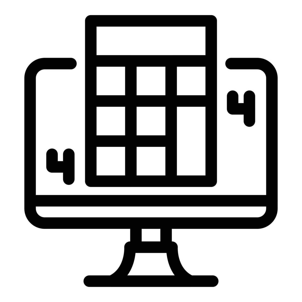 Calculator computer icon, outline style vector