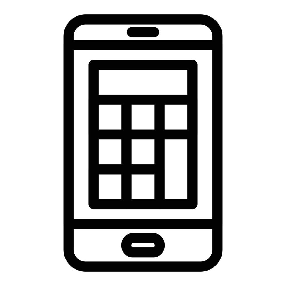 Calculator on phone icon, outline style vector