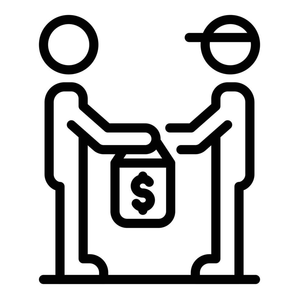 Courier take money broker icon, outline style vector