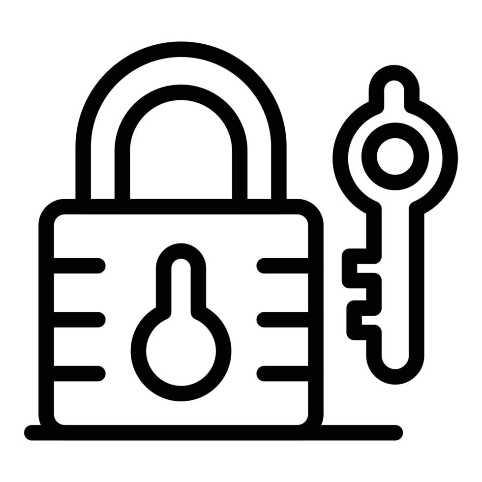 Lock and key icon, outline style vector