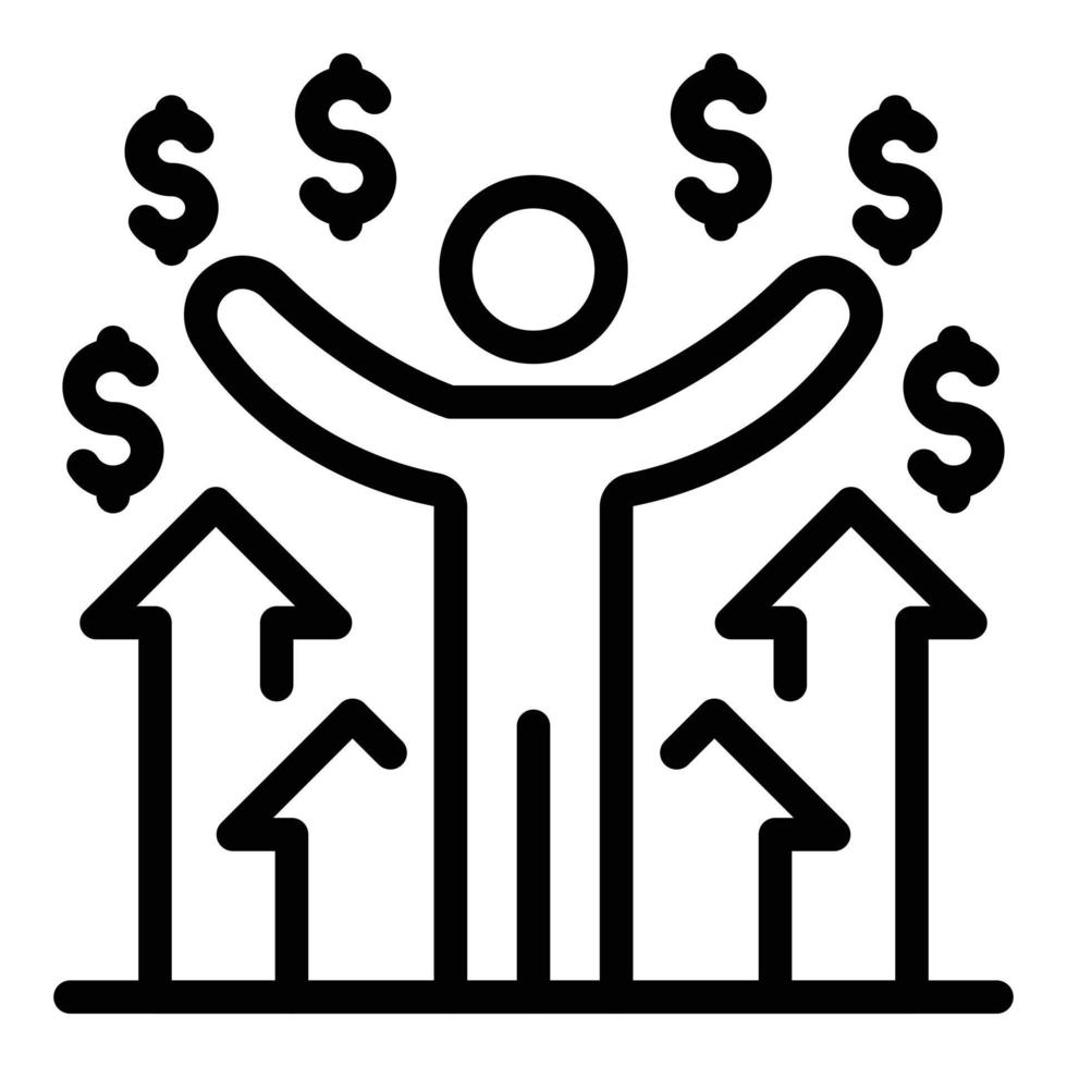 Winning money broker icon, outline style vector