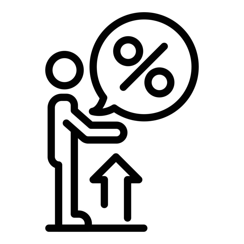 Broker percent money icon, outline style vector