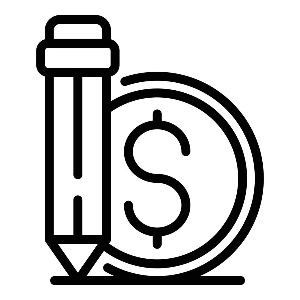 Pencil money coin icon, outline style vector