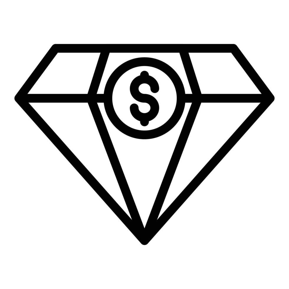 Diamond money broker icon, outline style vector