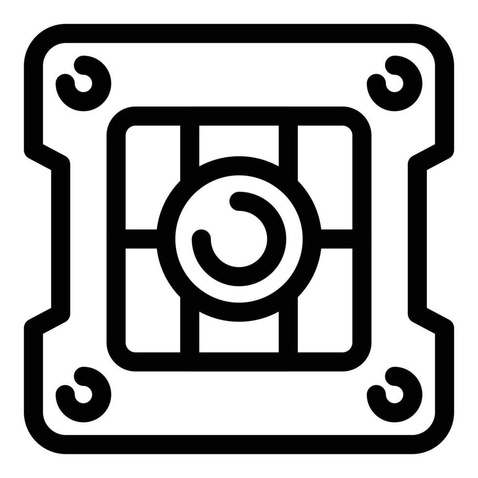ventilación cuadrada con icono de rejillas, estilo de esquema vector