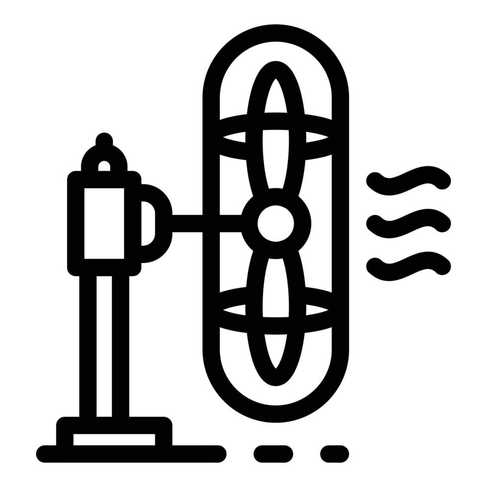 icono de vista lateral del ventilador de mesa, estilo de esquema vector