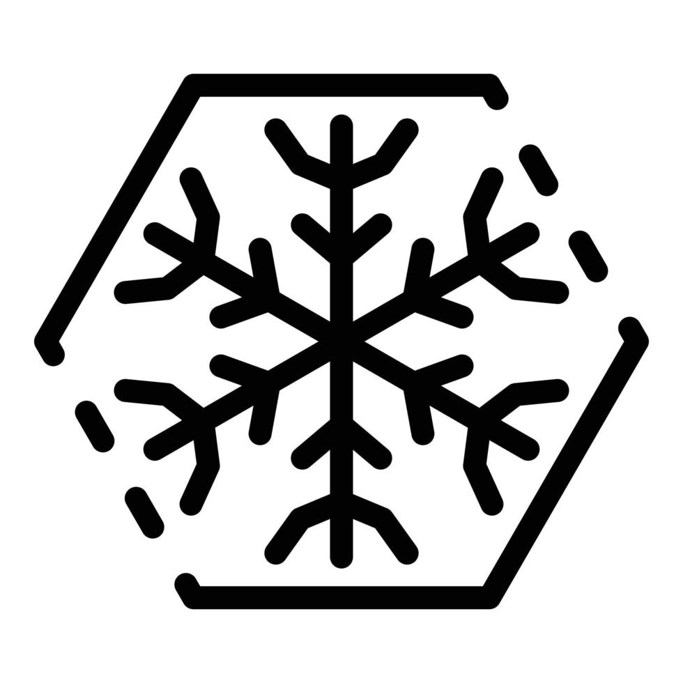 copo de nieve en un icono hexagonal, estilo de contorno vector