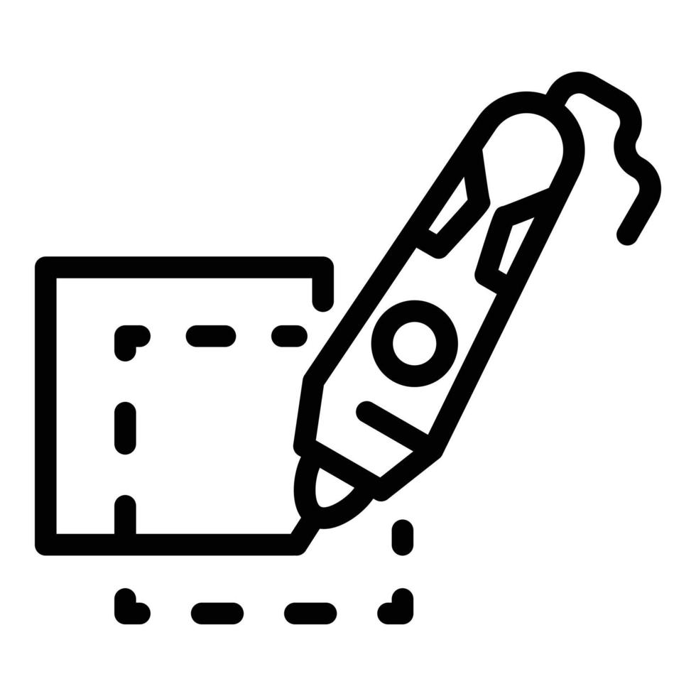 Icono de lápiz láser 3d, estilo de esquema vector