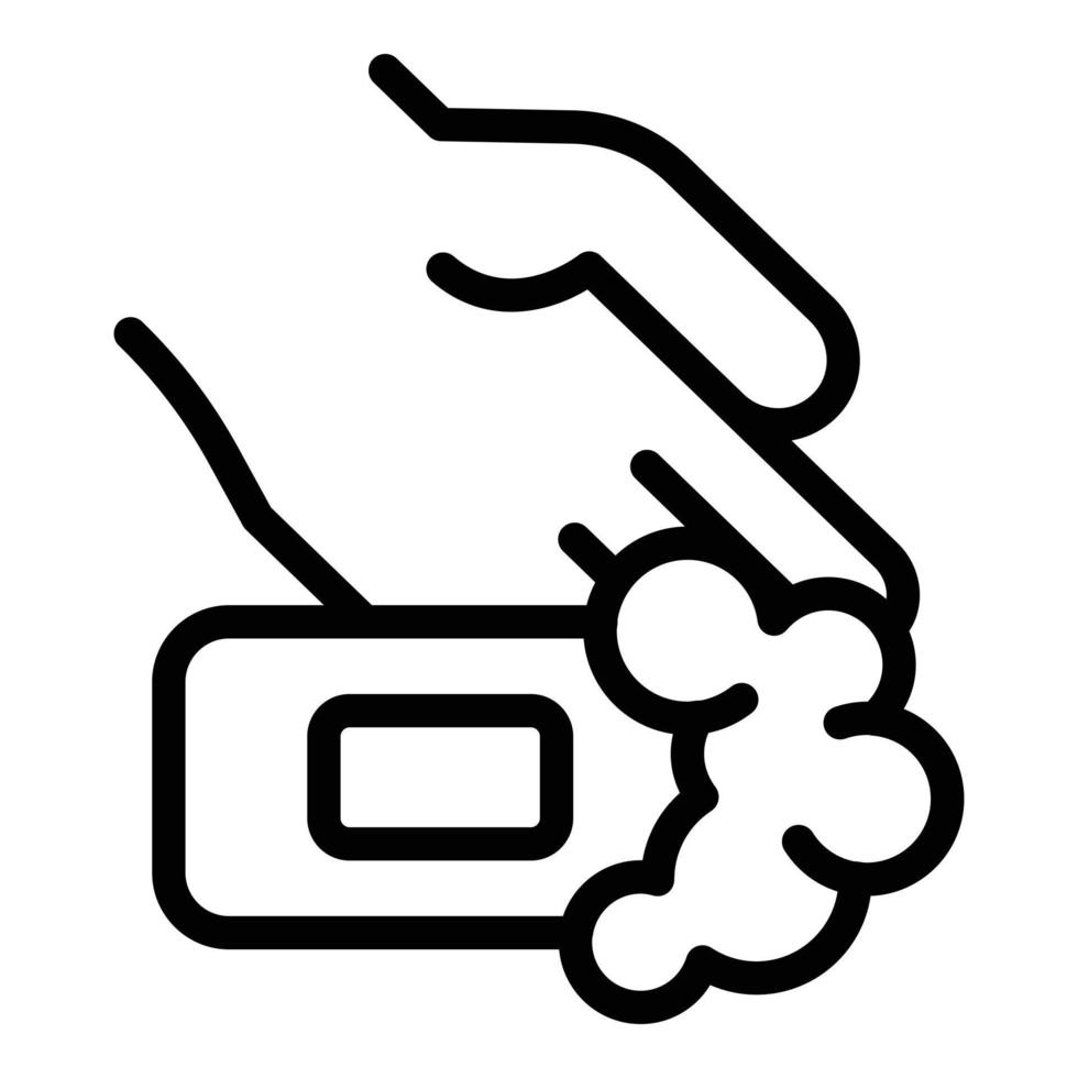 Soap in hand icon, outline style vector