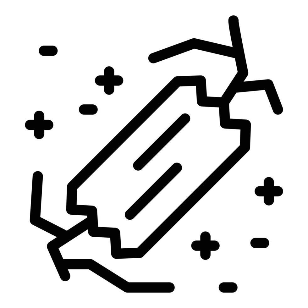 Crack is sealed with tape icon, outline style vector