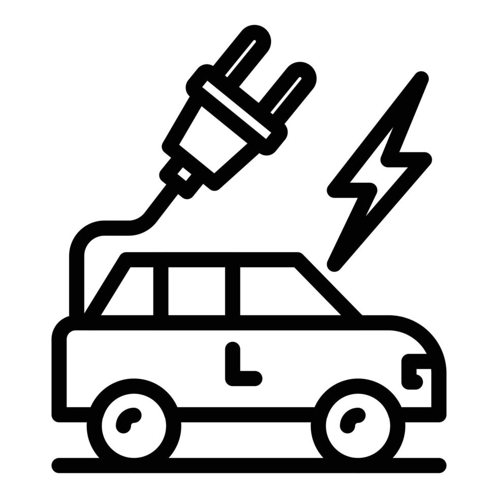 Hybrid car plug icon, outline style vector