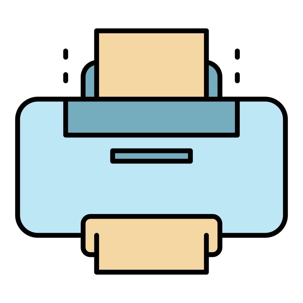 New printer icon color outline vector