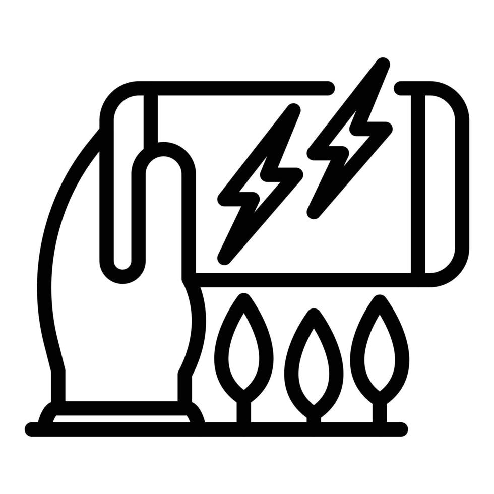 icono de energía del teléfono, estilo de esquema vector